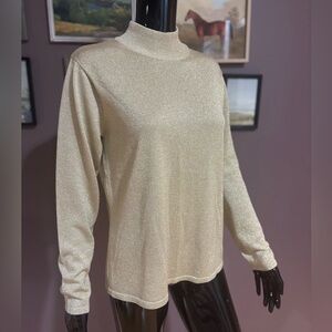 Talbots Gold Metallic Turtleneck Sweater-Medium